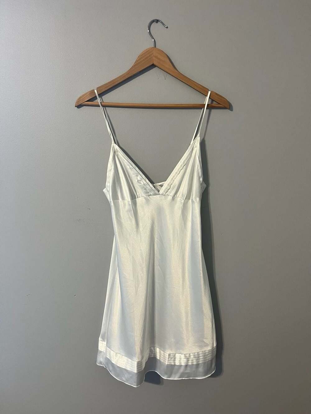 Victoria's Secret, Bridal White Satin Slip Dress, Pleated Hem, Sexy, Lingerie,M